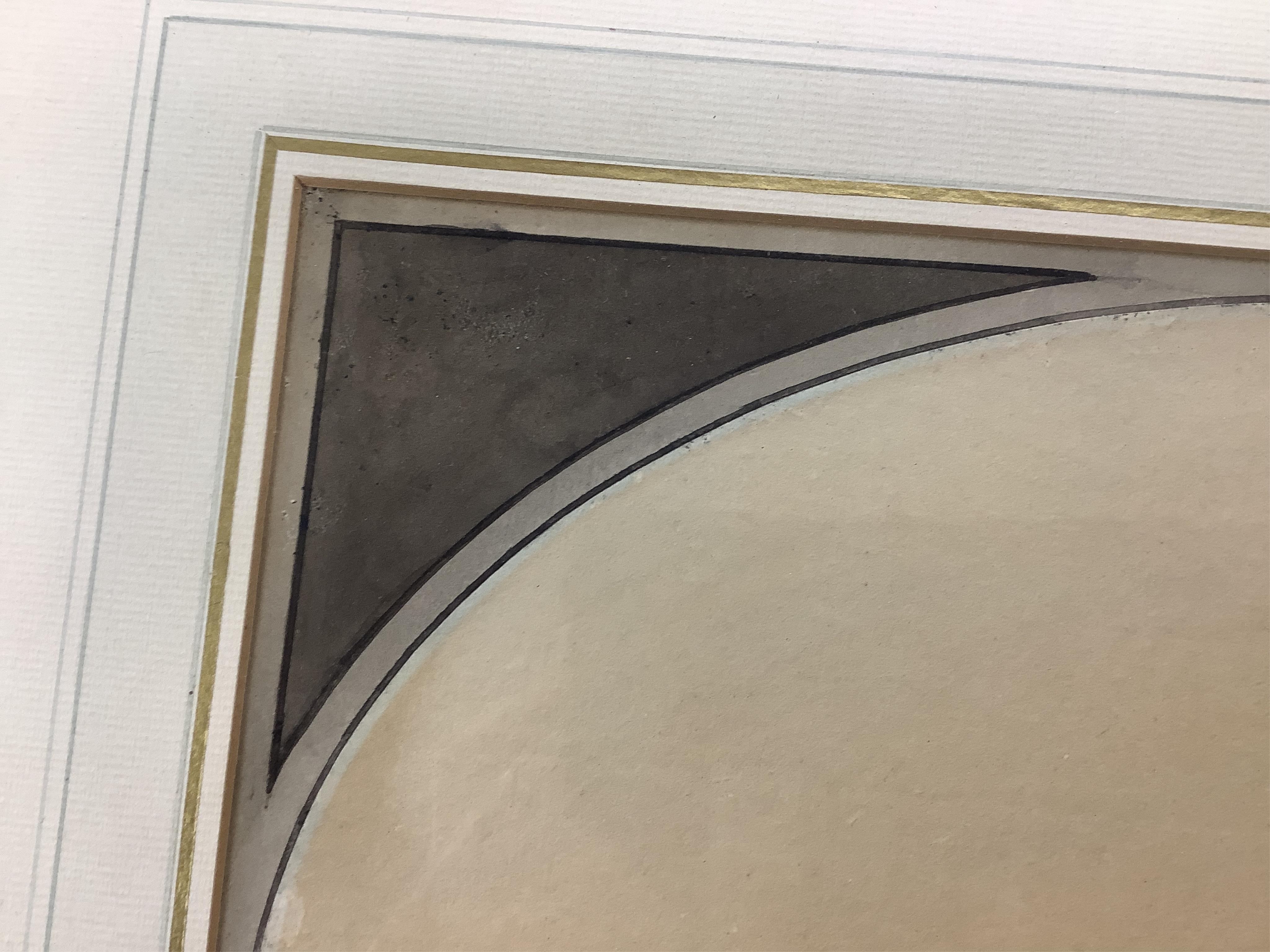 Attributed to Samuel Atkins (fl.1787-1847), Shipping in a choppy sea off a headland, feigned oval, watercolour, 24 x 34cm